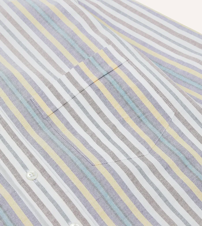 Drake039s Blue Multi Stripe Cotton Oxford Cloth ButtonDown Shirt Men Oxford Shirts