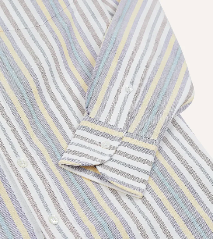 Drake039s Blue Multi Stripe Cotton Oxford Cloth ButtonDown Shirt Men Oxford Shirts