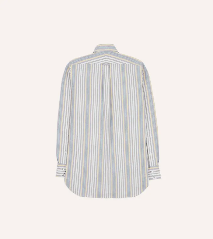 Drake039s Blue Multi Stripe Cotton Oxford Cloth ButtonDown Shirt Men Oxford Shirts