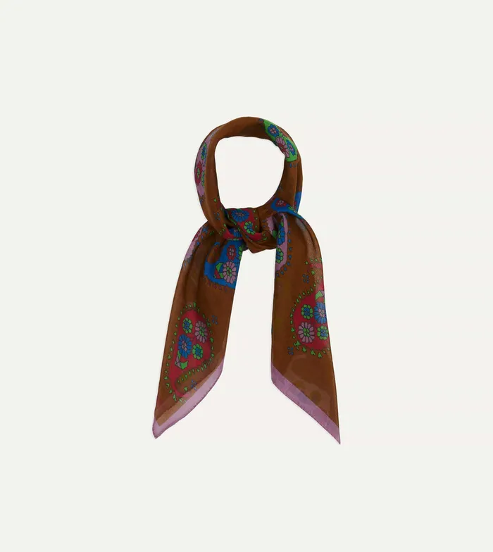Drake039s Brown Flower Paisley Print SilkCotton Bandana Men Bandanas