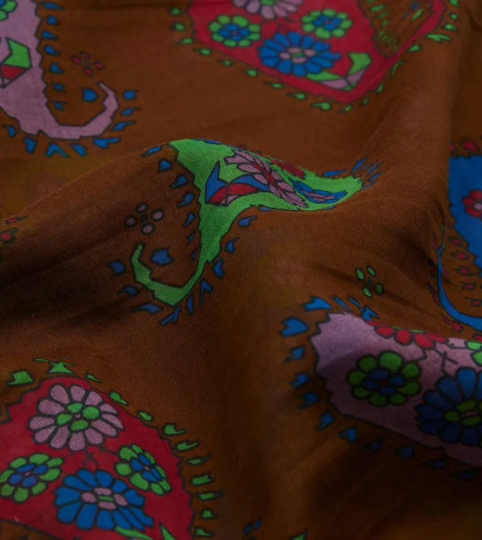 Drake039s Brown Flower Paisley Print SilkCotton Bandana Men Bandanas