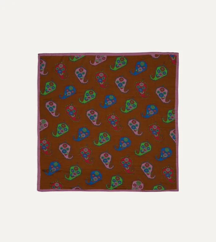Drake039s Brown Flower Paisley Print SilkCotton Bandana Men Bandanas