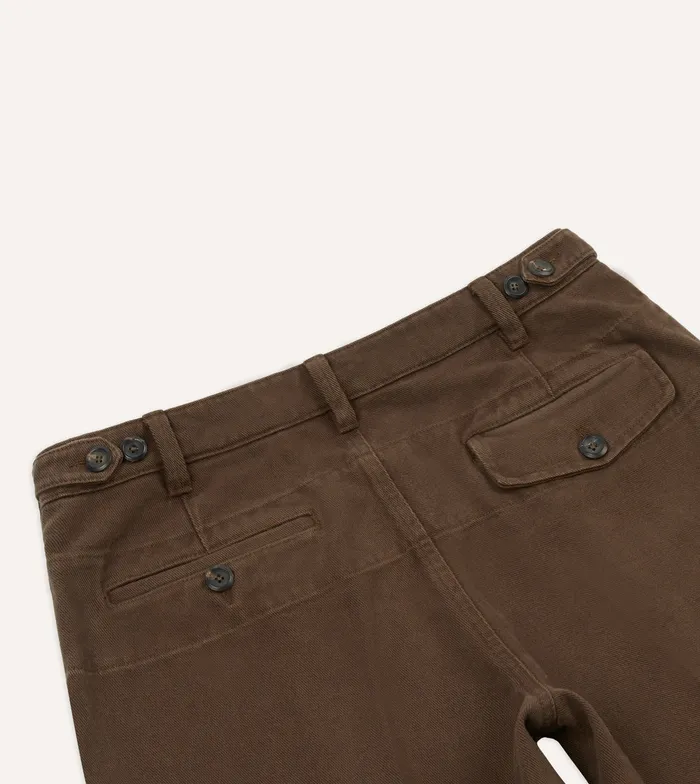Drake039s Brown Heavy Cotton Twill Games Trousers Men Suit Trousers
