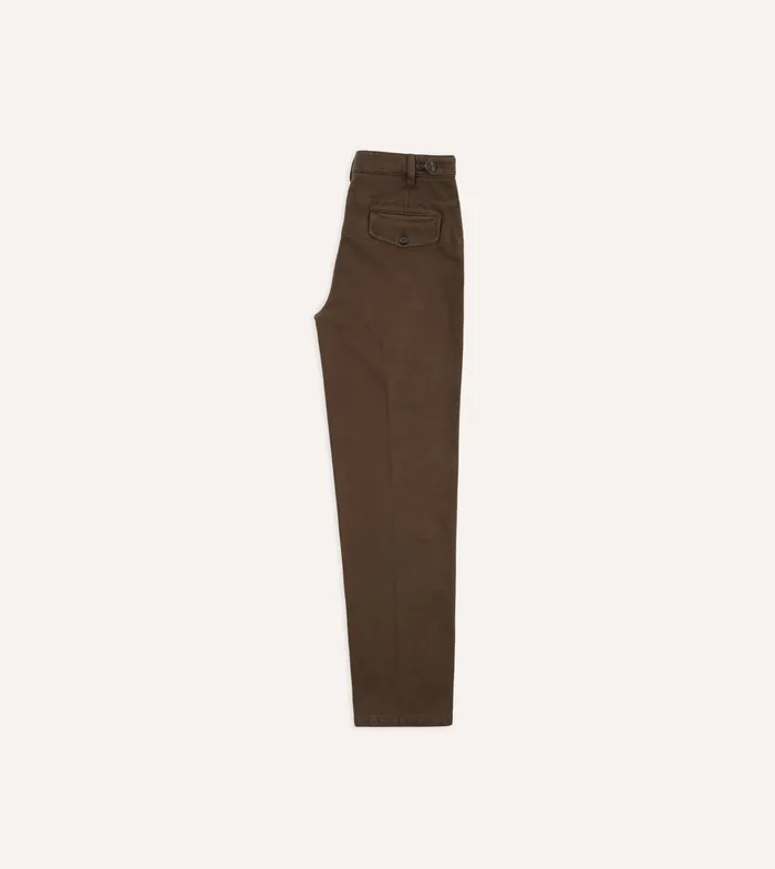 Drake039s Brown Heavy Cotton Twill Games Trousers Men Suit Trousers