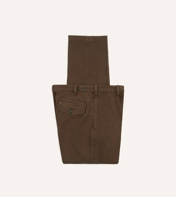 Drake039s Brown Heavy Cotton Twill Games Trousers Men Suit Trousers