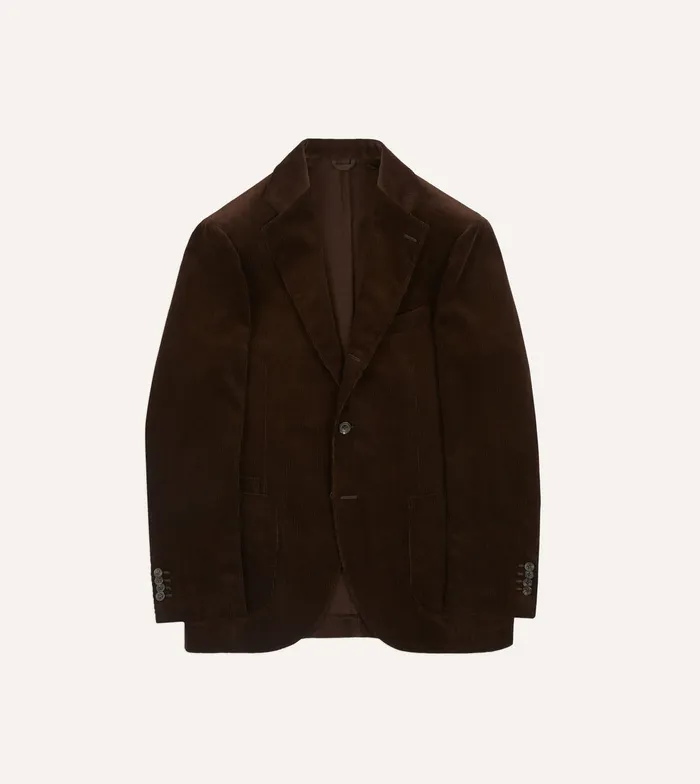 Drake039s Brown MidWale Cotton Corduroy Tailored Jacket Men Suits