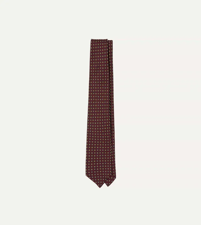Drake039s Burgundy Micro Geometric Print Silk Self Tipped Tie Men Patterned Ties Drake039s Burgundy Micro Geometric Print Silk Self Tipped Tie Men Patterned Ties