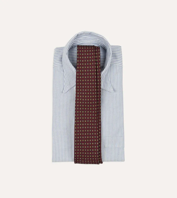 Drake039s Burgundy Micro Geometric Print Silk Self Tipped Tie Men Patterned Ties
