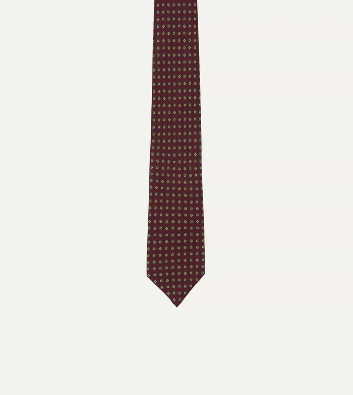 Drake039s Burgundy Micro Geometric Print Silk Self Tipped Tie Men Patterned Ties