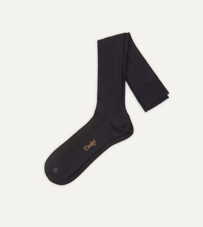 Drake039s Dark Navy Cotton OverTheCalf Socks Men Boxer Shorts and Socks