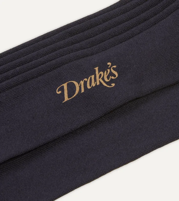 Drake039s Dark Navy Cotton OverTheCalf Socks Men Boxer Shorts and Socks