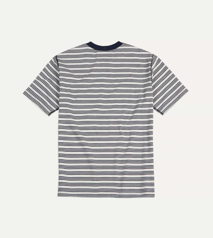 Drake039s Ecru And Navy Triple Stripe Cotton Crew Neck Hiking TShirt Men TShirts
