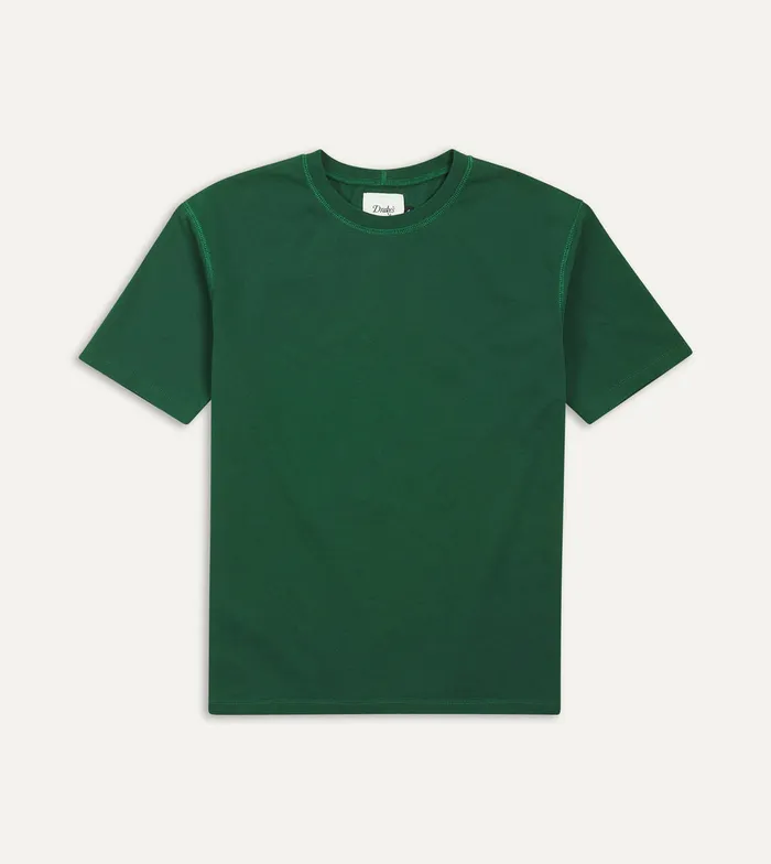 Drake039s Forest Green Cotton Crew Neck Hiking TShirt Men TShirts