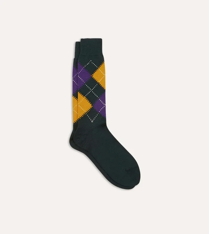 Drake039s Green Argyle Wool Cotton Socks Men Boxer Shorts and Socks