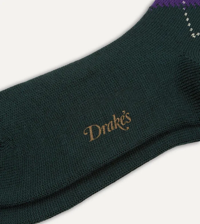 Drake039s Green Argyle Wool Cotton Socks Men Boxer Shorts and Socks