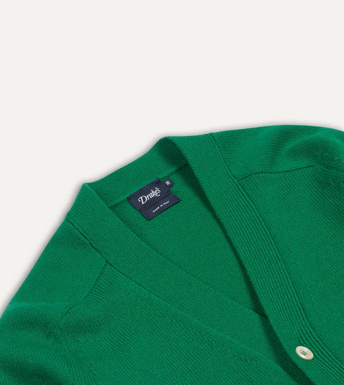 Drake039s Green Lambswool 6 Button Cardigan Men Knitwear