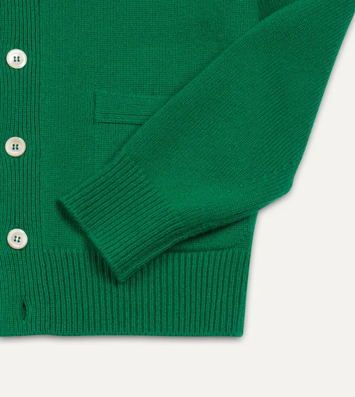 Drake039s Green Lambswool 6 Button Cardigan Men Knitwear