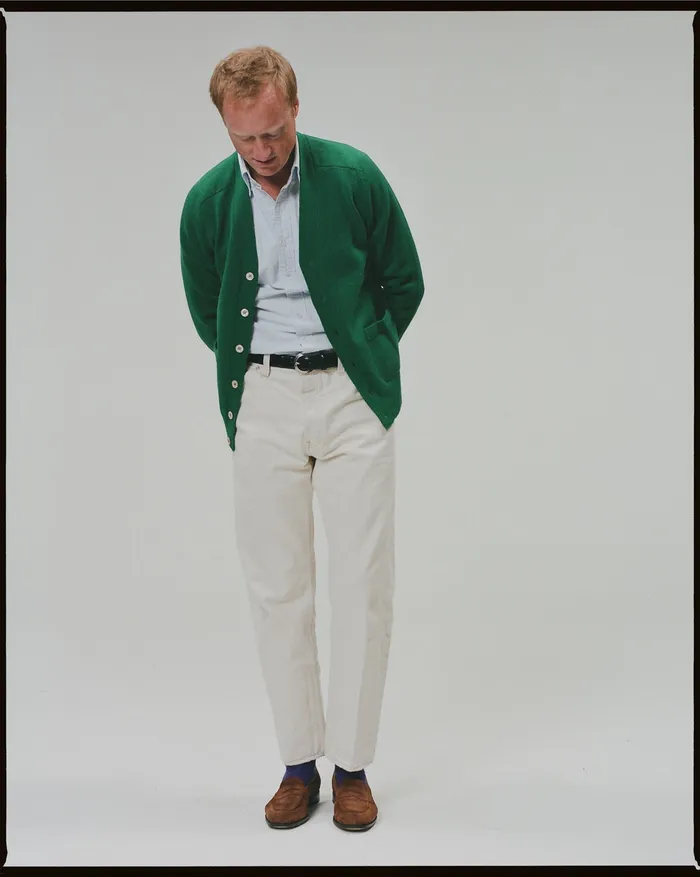 Drake039s Green Lambswool 6 Button Cardigan Men Knitwear