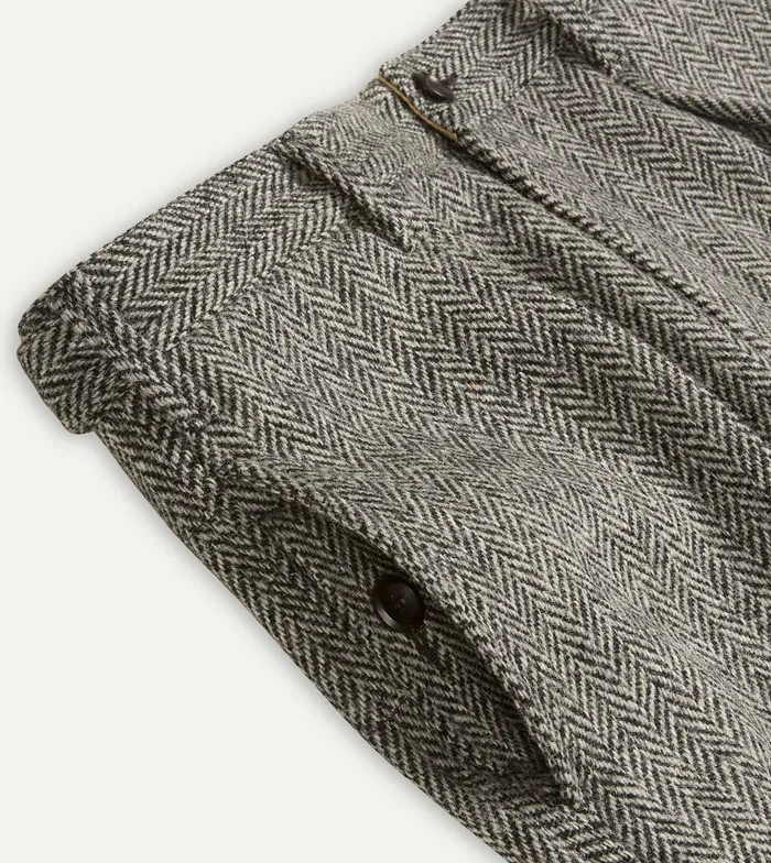 Drake039s Grey Harris Tweed One Pleat Games Trousers Men Trousers