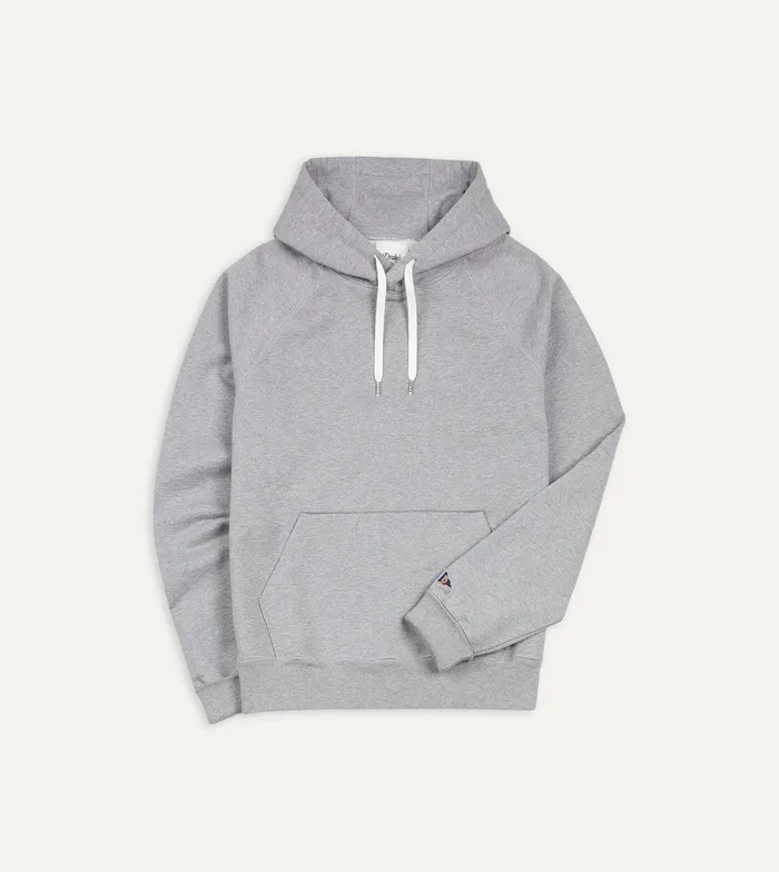 Drake039s Grey Melange Cotton Hooded Sweatshirt Men Polos and Sweatshirts