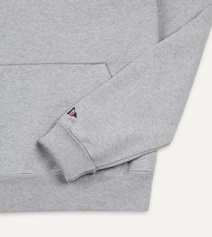 Drake039s Grey Melange Cotton Hooded Sweatshirt Men Polos and Sweatshirts