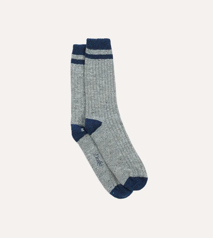 Drake039s Grey Striped Donegal Wool Socks Men Boxer Shorts and Socks