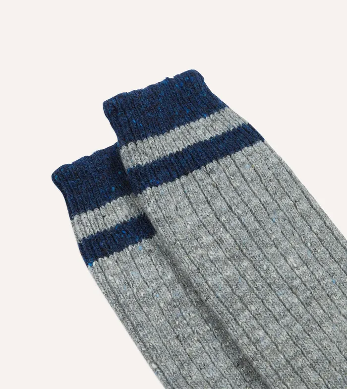 Drake039s Grey Striped Donegal Wool Socks Men Boxer Shorts and Socks
