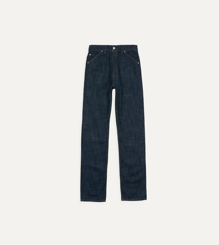 Drake039s Indigo Rinse 155oz Japanese Selvedge Denim FivePocket Jeans Men Trousers