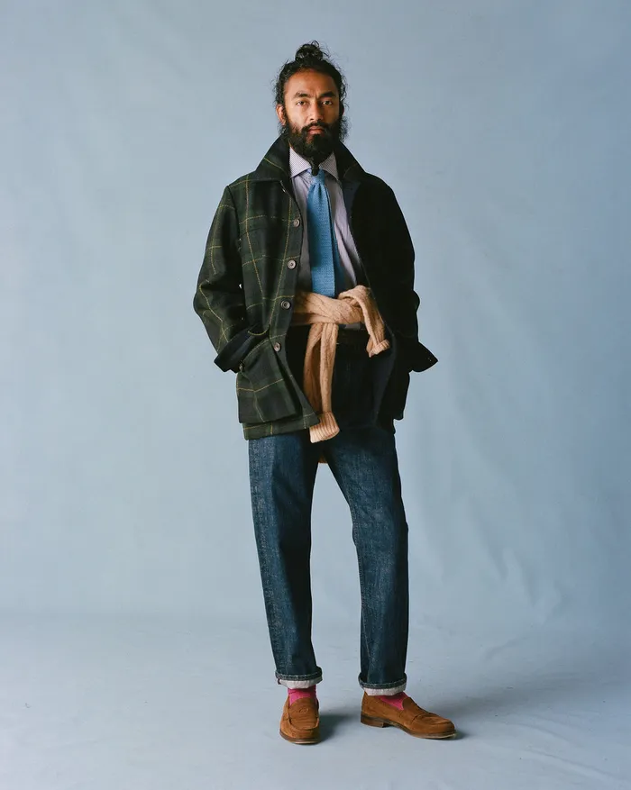 Drake039s Indigo Rinse 155oz Japanese Selvedge Denim FivePocket Jeans Men Trousers