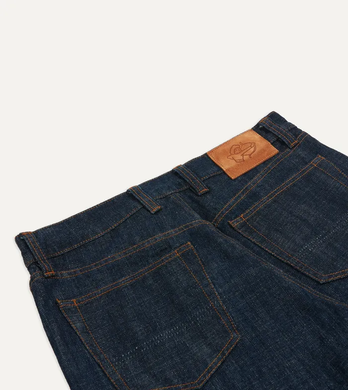 Drake039s Indigo Rinse 155oz Japanese Selvedge Denim FivePocket Jeans Men Trousers