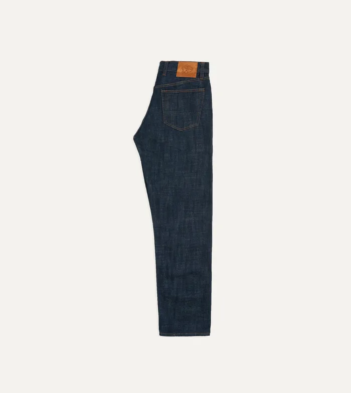 Drake039s Indigo Rinse 155oz Japanese Selvedge Denim FivePocket Jeans Men Trousers