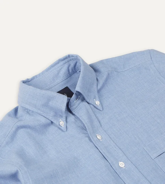 Drake039s Light Blue Brushed Cotton ButtonDown Shirt Men Plain Shirts