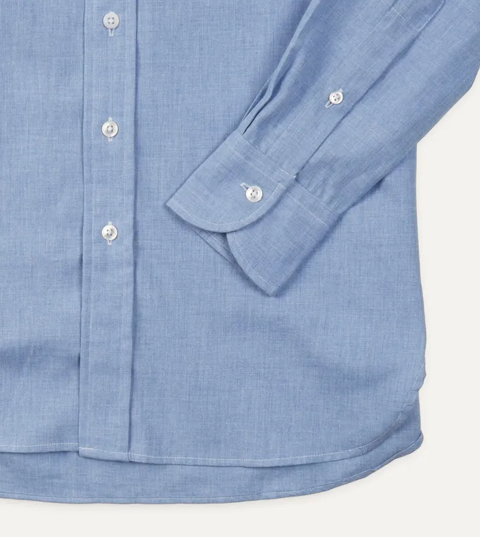Drake039s Light Blue Brushed Cotton ButtonDown Shirt Men Plain Shirts