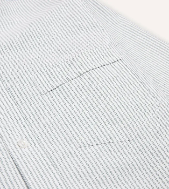 Drake039s Light Green Ticking Stripe Cotton Oxford Cloth ButtonDown Shirt Men Formal Shirts