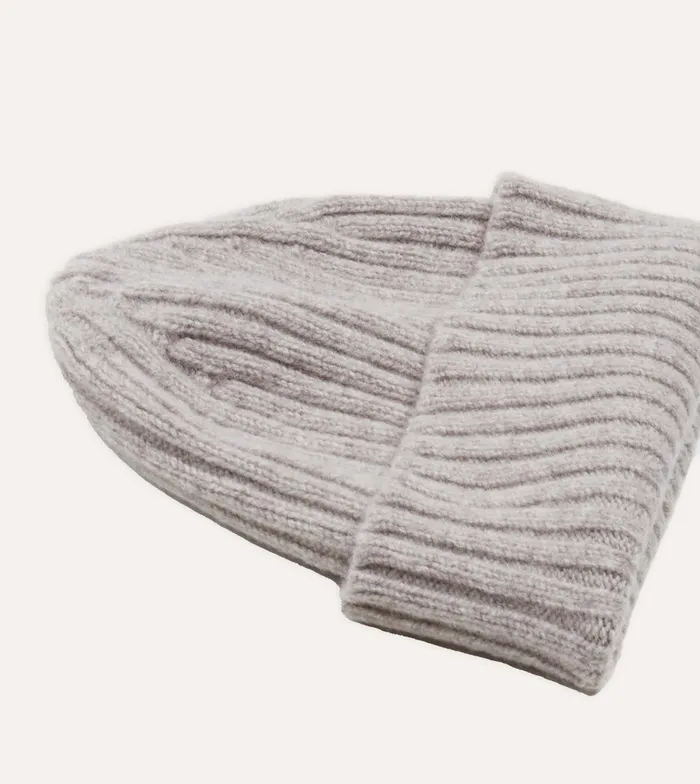 Drake039s Light Grey Lambswool Ribbed Knit Cap Men Hats