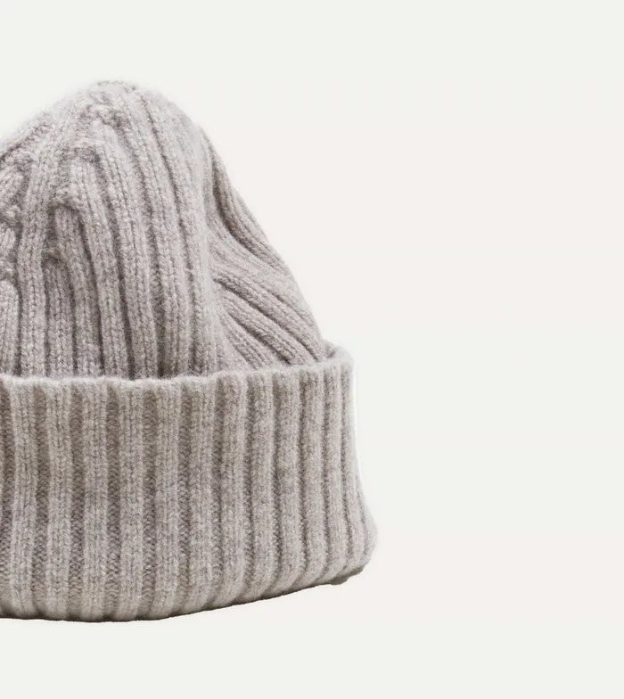 Drake039s Light Grey Lambswool Ribbed Knit Cap Men Hats