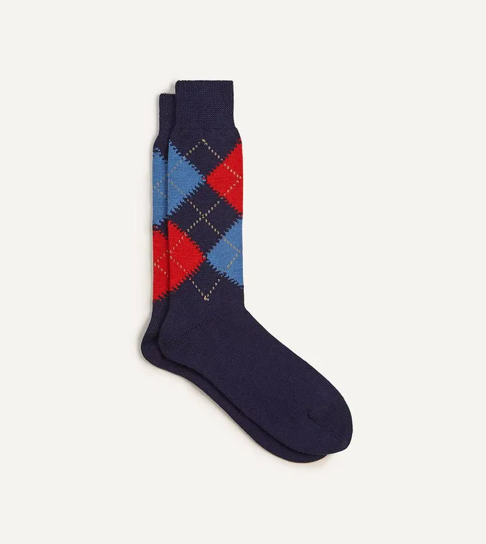 Drake039s Navy Argyle Wool Cotton Socks Men Boxer Shorts and Socks