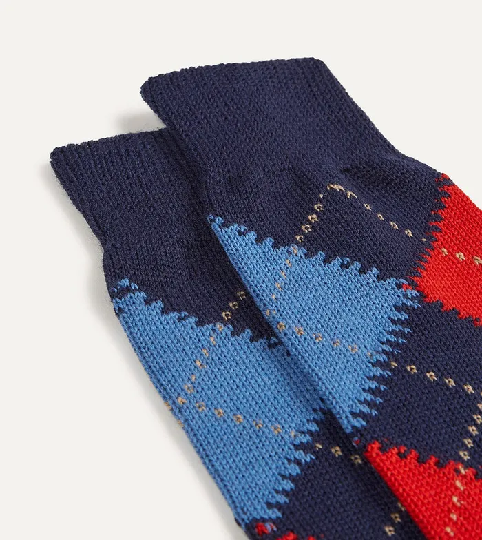 Drake039s Navy Argyle Wool Cotton Socks Men Boxer Shorts and Socks