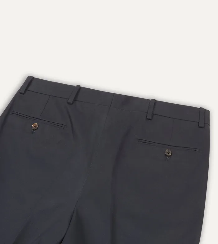 Drake039s Navy Cotton Drill Flat Front Trouser Men Trousers