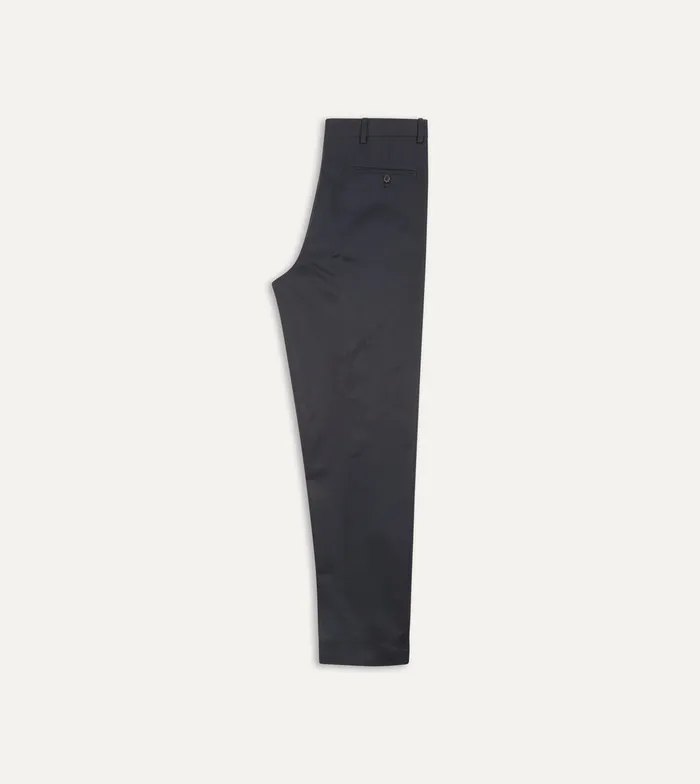 Drake039s Navy Cotton Drill Flat Front Trouser Men Trousers