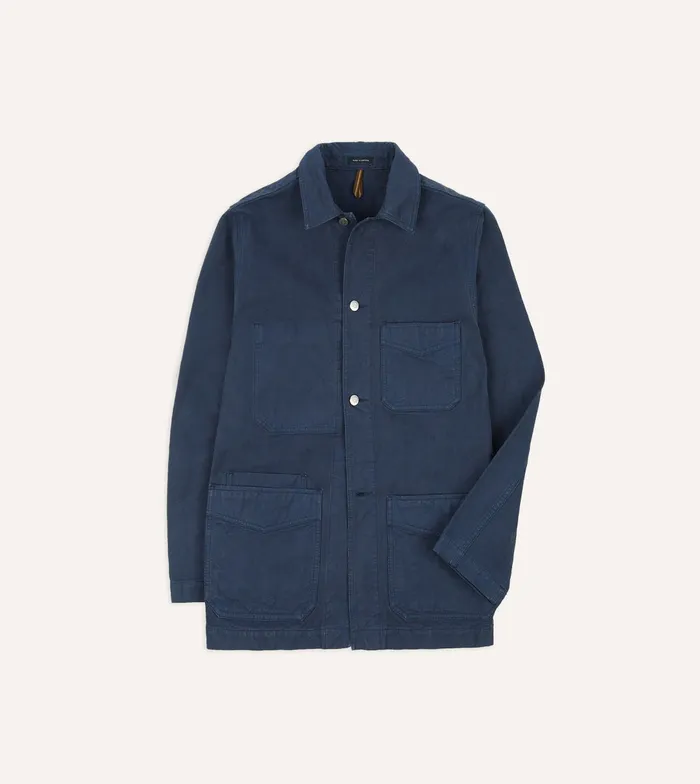 Drake039s Navy Cotton Duck Canvas FivePocket Chore Jacket Men Chore Jackets