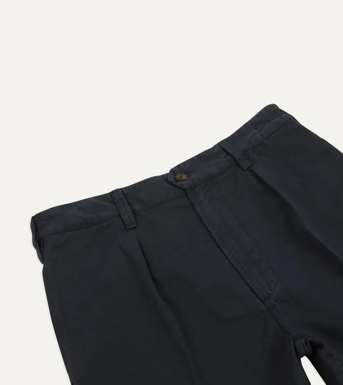 Drake039s Navy Cotton Twill SinglePleat Shorts Men Shorts