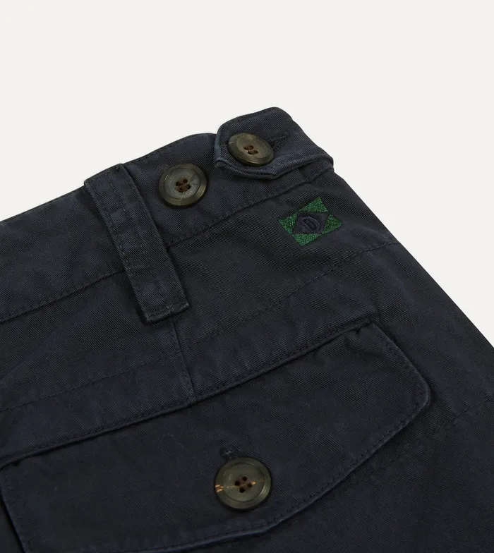 Drake039s Navy Cotton Twill SinglePleat Shorts Men Shorts