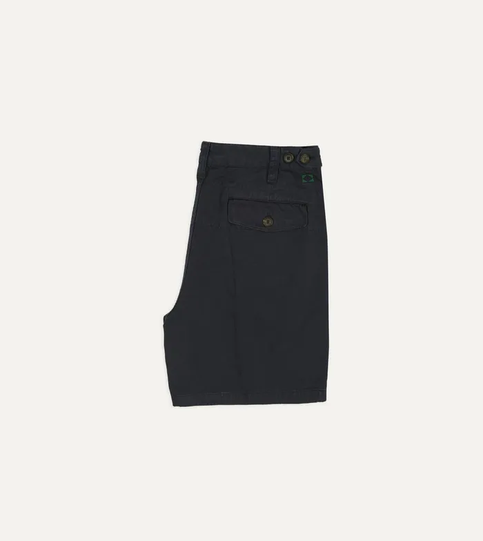 Drake039s Navy Cotton Twill SinglePleat Shorts Men Shorts