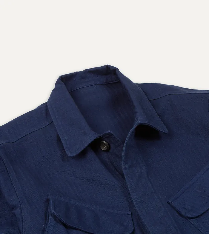 Drake039s Navy Herringbone Cotton Jungle Jacket Men Coats and Jackets