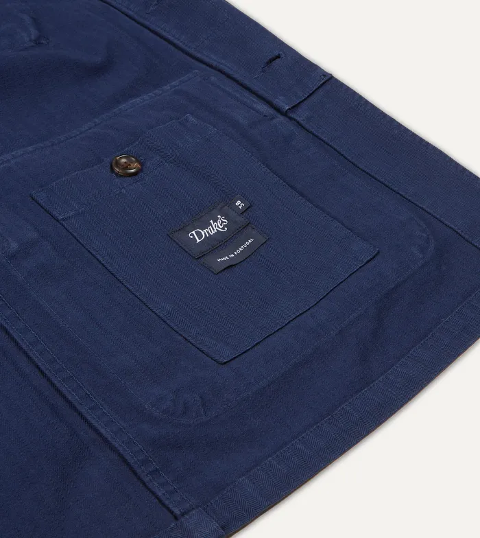 Drake039s Navy Herringbone Cotton Jungle Jacket Men Coats and Jackets