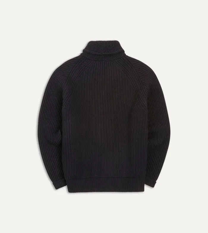 Drake039s Navy Lambswool 6Ply Shawl Collar Cardigan Men Knitwear