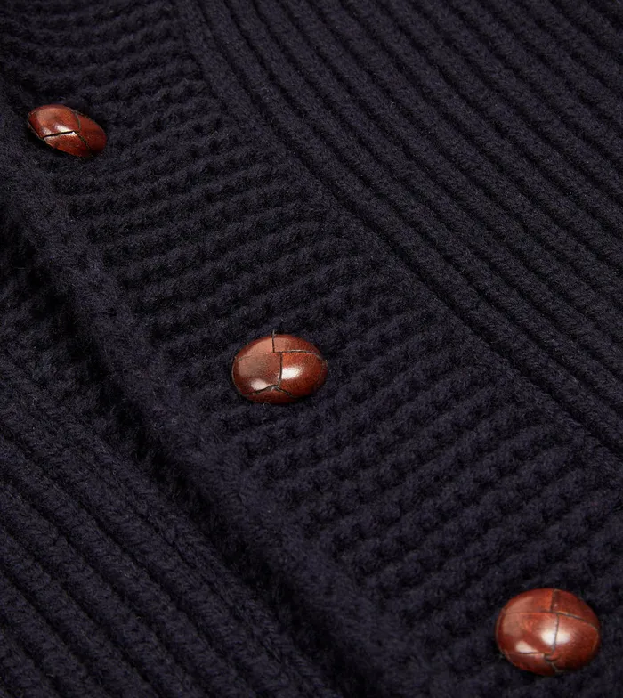 Drake039s Navy Lambswool 6Ply Shawl Collar Cardigan Men Knitwear