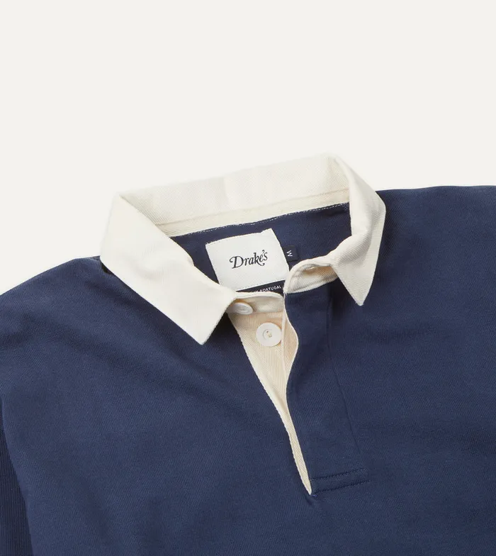 Drake039s Navy Olive Pink And Blue Colour Block Cotton Rugby Shirt Men Polos and Sweatshirts