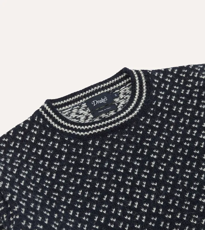 Drake039s Norwegian Birdseye Wool Alpaca Crew Neck Jumper Men Knitwear